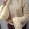 YARN Premium Sweter SUPER KID MOHER Beżowy Nowość - obrazek 4