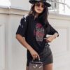 COCOMORE T- shirt Bluzka Czarny z Nadrukiem FOREVER Róża+ Panterka 40/L NEW - obrazek 4