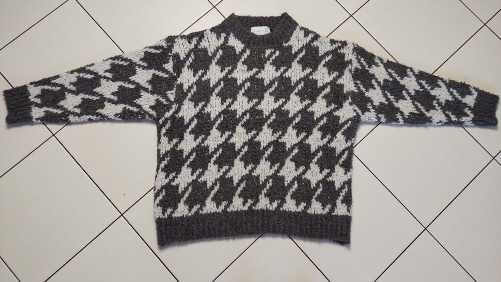 LEMONADA Sweter Półgolf Oversize Fango + Ecru Boucle Pepitka NEW - obrazek 7