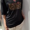 COCOMORE T- shirt Bluzka Czarny z Nadrukiem Róża + Panterka 36/S NEW) - obrazek 6