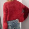 YARN Premium Sweter SUPER KID MOHER Bordowy Nowość - obrazek 4