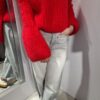 YARN Premium Sweter SUPER KID MOHER Czerwony Nowość - obrazek 8