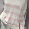 COCOMORE Sweter Oversize w Paski Ecru + Różowy NEW - obrazek 3