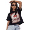 COCOMORE T-shirt Bluzka z Nadrukiem Czarny 40/L NEW