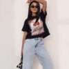COCOMORE T-shirt Bluzka z Nadrukiem Czarny 40/L NEW - obrazek 5