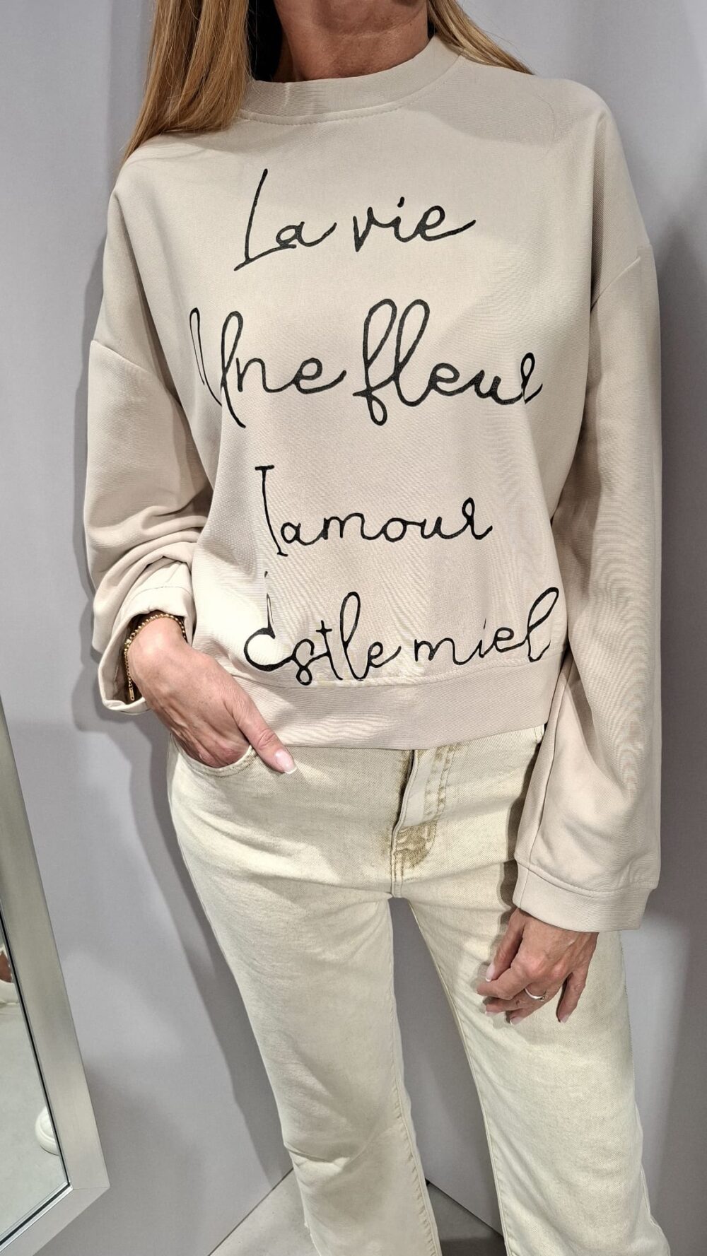 COCOMORE Bluza Dresowa LA VIE Beżowa 36/S NEW - obrazek 5